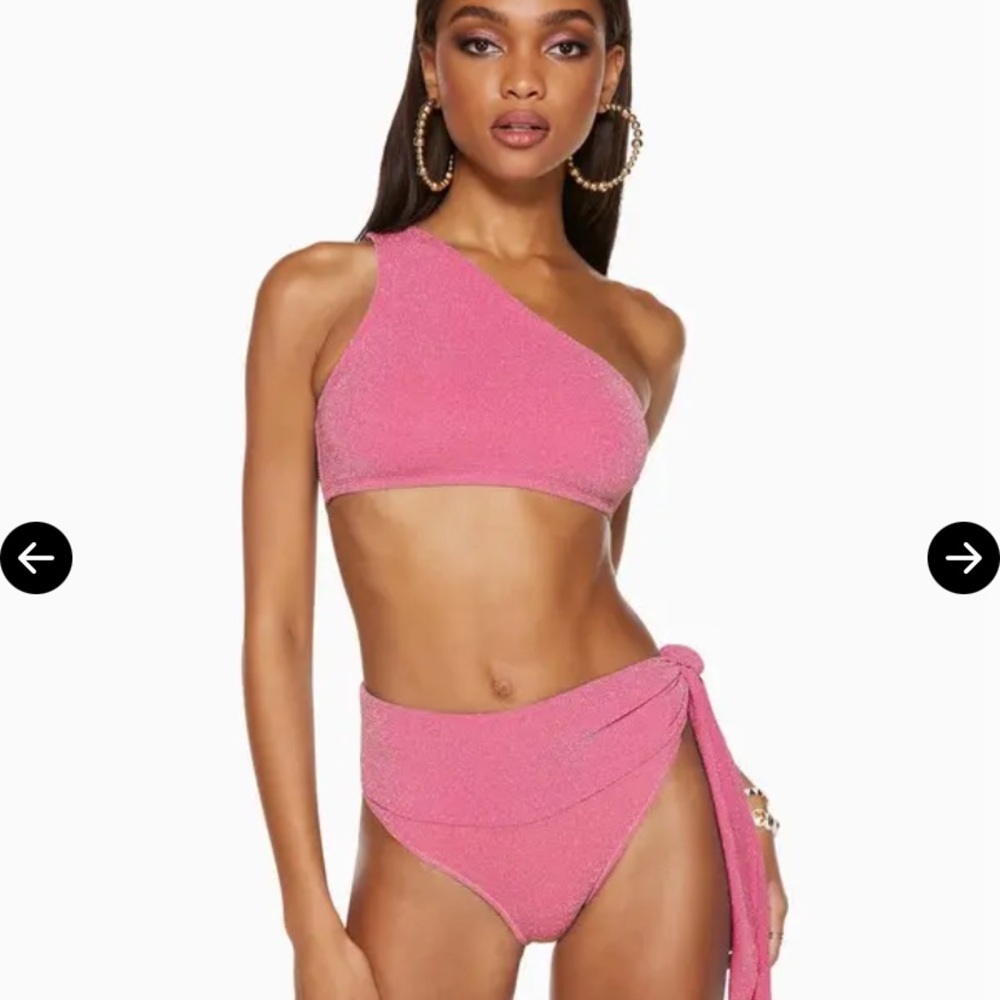 Ramy brook tasha pink‎ metallic side tie bikini bottoms size XS new with tags - Picture 3 of 11